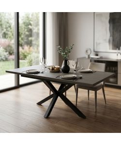 Cosma Tavolo Allungabile Antracite 160/200x90 cm Effetto Legno Struttura Nera