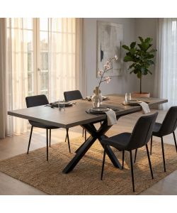 Cosma Tavolo Allungabile Antracite 160/200x90 cm Effetto Legno Struttura Nera