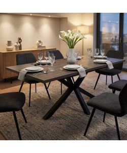 Cosma Tavolo Allungabile Grigio Effetto Cemento Struttura Nera 160/200 x 90 cm