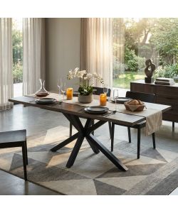 Cosma Tavolo Allungabile Grigio Effetto Cemento Struttura Nera 160/200 x 90 cm