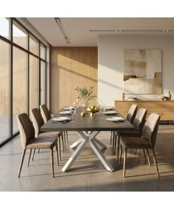 Cosma Tavolo Allungabile Antracite 160/200x90 cm Effetto Legno Struttura Bianca