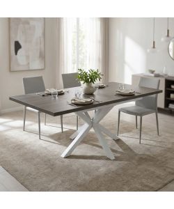 Cosma Tavolo Allungabile Antracite 160/200x90 cm Effetto Legno Struttura Bianca
