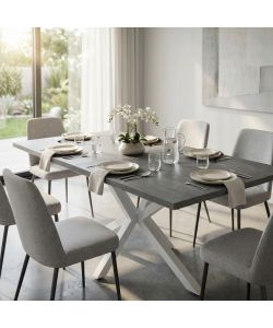 Cosma Tavolo Allungabile Legno Grigio 160/200x90 cm Struttura Bianca