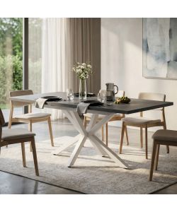 Cosma Tavolo Allungabile Legno Grigio 160/200x90 cm Struttura Bianca