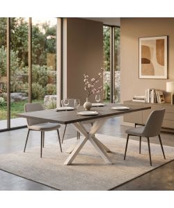 Cosma Tavolo Allungabile Grigio Effetto Cemento 160/200 x 90 cm Bianco