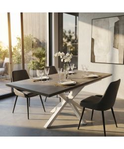 Cosma Tavolo Allungabile Grigio Effetto Cemento 160/200 x 90 cm Bianco
