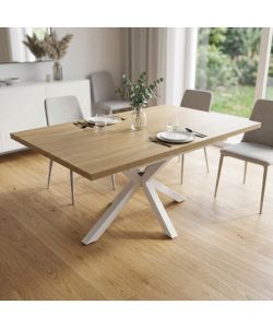 Cosma Tavolo Allungabile Rettangolare 160/200 cm Naturale Struttura Bianca
