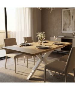 Cosma Tavolo Allungabile Rettangolare 160/200 cm Naturale Struttura Bianca