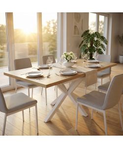 Cosma Tavolo Allungabile Naturale con Venature 160/200 x 90 cm Bianco