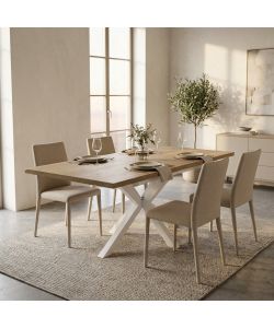 Cosma Tavolo Allungabile Naturale con Venature 160/200 x 90 cm Bianco