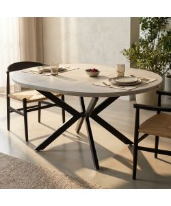 Cosma Tavolo Rotondo Allungabile Bianco Effetto Legno 120/160 cm