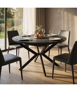 Cosma Tavolo Rotondo Allungabile Antracite Effetto Legno 120/160 cm