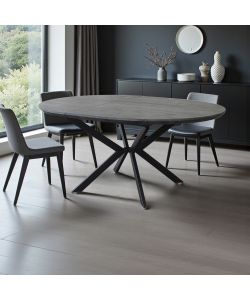 Cosma Tavolo Rotondo Allungabile Antracite Effetto Legno 120/160 cm