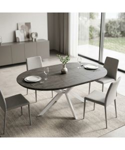 Cosma Tavolo Rotondo Allungabile Antracite Effetto Legno 120/160 cm