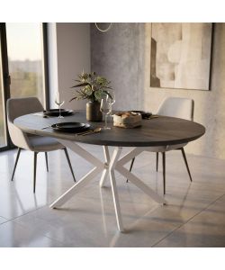 Cosma Tavolo Rotondo Allungabile Antracite Effetto Legno 120/160 cm