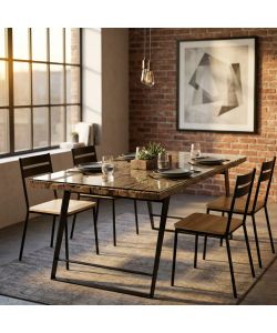 Cosma Tavolo Rettangolare 200x100 cm Legno e Vetro Naturale Moderno