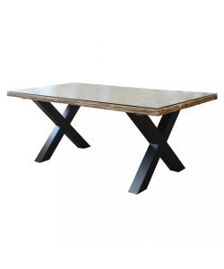Cosma Tavolo Rettangolare 200x100 cm Legno Vetro Naturale Metallo