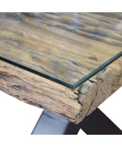 Cosma Tavolo Rettangolare 200x100 cm Legno Vetro Naturale Metallo