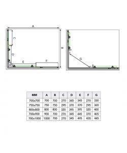 Box Doccia Lima Quadrato 70x70 cm Cristallo Trasparente Cromo