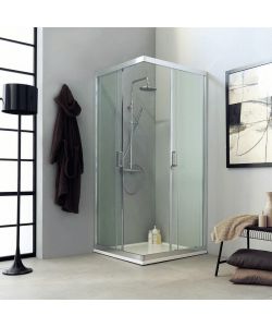 Ferrara Box Doccia Quadrato 70x70 cm Vetro Temperato Cromato Trasparente