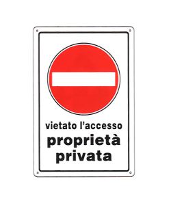 Cartello Proprieta' Privata 20X 30 Plastica