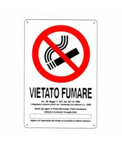 Cartello Vietato Fumare Dl 20X 30 Plastica