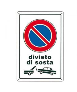 Cartello Divieto Di Sosta R.F. 20X 30 Plastica
