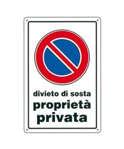 Cartello Divieto Di Sosta P.P. 20X 30 Plastica