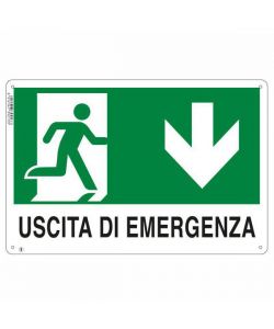 Cartello Uscita Emergenza Giu' 30X 20 Plastica
