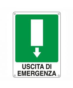 Cartello Uscita Emergenza Giu' 20X 30 Alluminio