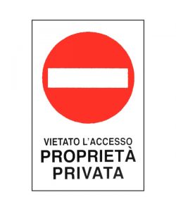 Cartello Proprieta' Privata V.A. 30X 45 Alluminio