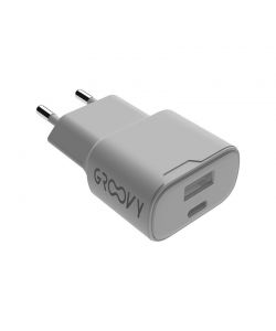 Groovy Spina Muro Fast Charger 20W 1USB-C 1USB-A Ricarica Rapida