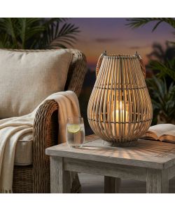 Cosma Lanterna Celeste - Lanterna Grigia in Vimini e Vetro diam. 24cm
