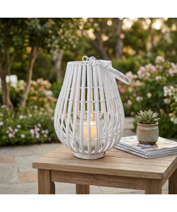 Cosma Lanterna Celeste - Lanterna Bianca in Vimini e Vetro �24x31 cm