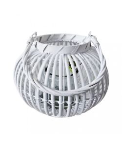 Cosma Lanterna in Vimini Bianca 34 cm per Interni ed Esterni