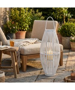 Cosma Lanterna Gisele Bianco in Vimini e Vetro diam. 39x90 cm