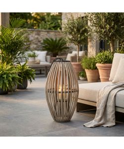 Cosma Lanterna Lucille in Vetro e Vimini Grigia diam. 37x80cm Decorativa