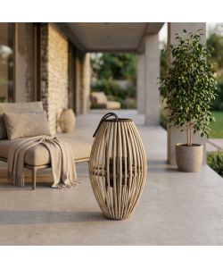 Cosma Lanterna Lucille in Vetro e Vimini Grigia diam. 37x80cm Decorativa