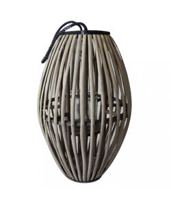 Cosma Lanterna Lucille in Vetro e Vimini Grigia diam. 37x80cm Decorativa