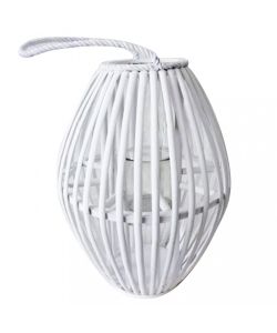 Cosma Lanterna Lucille Bianco Vimini e Vetro diam. 37x80 cm Decorativa