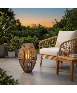 Cosma Lanterna Seline Grigia in Vimini e Vetro �32x50 cm Decorativa