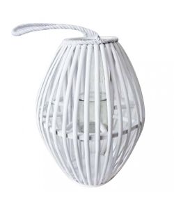 Cosma Lanterna Violette Bianco in Vimini e Vetro diam. 30x40 cm