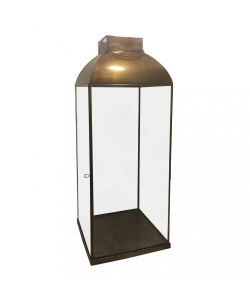 Cosma Lanterna Media Ottone Antico in Acciaio e Vetro 25x25x70 cm