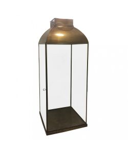 Cosma Lanterna Media Ottone Antico in Acciaio e Vetro 25x25x70 cm