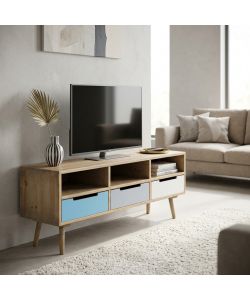 Cosma Porta TV Tiburg Multicolore MDF 120x35,5x29,5 cm con 3 cassetti