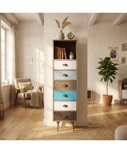 Cosma Mobiletto Orleans in legno multicolore 6 cassetti 40x36,5x144h