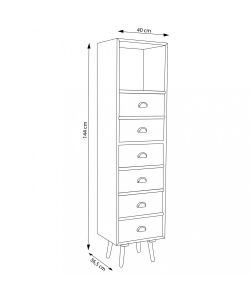 Cosma Mobiletto Orleans in legno multicolore 6 cassetti 40x36,5x144h