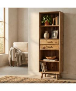 Cosma Libreria Collin - 2 cassetti 4 ripiani in pino riciclato marrone 60x40x190 cm