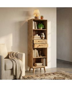 Cosma Libreria Collin - 2 cassetti 4 ripiani in pino riciclato marrone 60x40x190 cm
