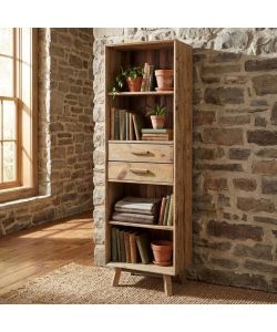 Cosma Libreria Collin - 2 cassetti 4 ripiani in pino riciclato marrone 60x40x190 cm
